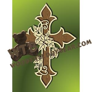 Cross Draped with Ivy fretwork scroll saw pattern |The Wooden Teddy Bear