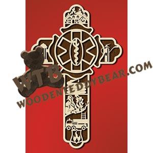 Fire Dept EMT Cross fretwork scroll saw pattern |The Wooden Teddy Bear
