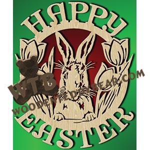 Happy Easter Rabbit fretwork scroll saw pattern |The Wooden Teddy Bear