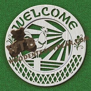 Rooster Welcome Decorative Plate fretwork scroll saw pattern |The Wooden Teddy Bear