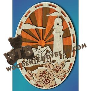 Lighthouse & Flowers Overlay fretwork scroll saw pattern |The Wooden Teddy Bear