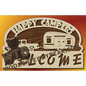 Happy Campers Welcome #9 fretwork scroll saw pattern |The Wooden Teddy Bear