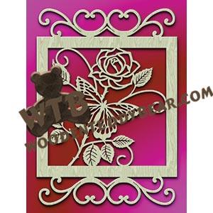 Butterfly & Rose Plaque fretwork scroll saw pattern |The Wooden Teddy Bear