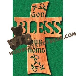 Curved Cross Bless Our Home fretwork scroll saw pattern |The Wooden Teddy Bear