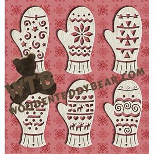 Mitten Ornaments #2 fretwork scroll saw pattern |The Wooden Teddy Bear