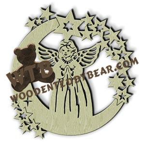 Angel with Moon & Stars fretwork scroll saw pattern |The Wooden Teddy Bear