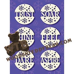 Word Ornaments #1 fretwork scroll saw pattern |The Wooden Teddy Bear