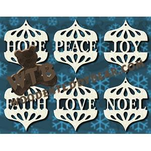 Word Ornaments #3 fretwork scroll saw pattern |The Wooden Teddy Bear