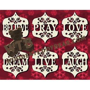 Word Ornaments #4 fretwork scroll saw pattern |The Wooden Teddy Bear