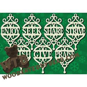 Word Ornaments #6 fretwork scroll saw pattern |The Wooden Teddy Bear