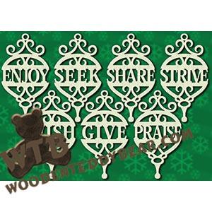 Word Ornaments #6 fretwork scroll saw pattern |The Wooden Teddy Bear