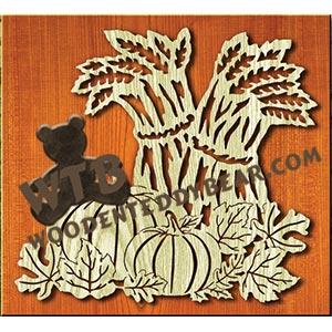 Autumn Harvest fretwork scroll saw pattern |The Wooden Teddy Bear