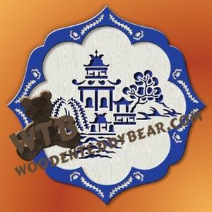 Blue Willow Plaque #2 fretwork scroll saw pattern |The Wooden Teddy Bear
