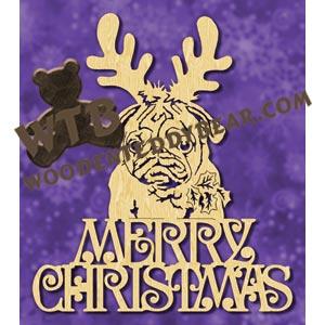 Merry Christmas Pug fretwork scroll saw pattern |The Wooden Teddy Bear