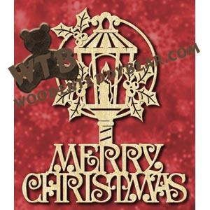 Merry Christmas Lamp & Holly fretwork scroll saw pattern |The Wooden Teddy Bear