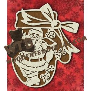 Mitten with Santa fretwork scroll saw pattern |The Wooden Teddy Bear