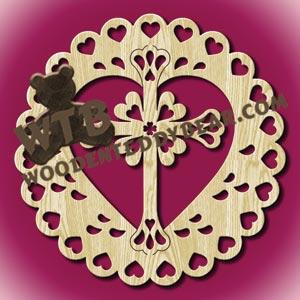 Hearts Plaque Cross fretwork scroll saw pattern |The Wooden Teddy Bear