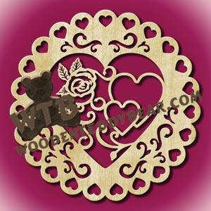 Hearts Plaque Rose fretwork scroll saw pattern |The Wooden Teddy Bear