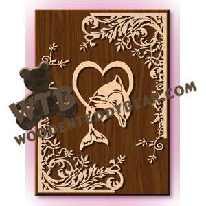 Dolphin Heart Overlay fretwork scroll saw pattern |The Wooden Teddy Bear
