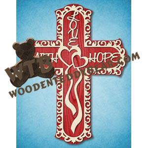 Faith Hope Love Cross fretwork scroll saw pattern |The Wooden Teddy Bear