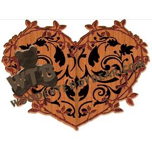 Decorative Heart with Leafy Rose Bud Frame fretwork scroll saw pattern |The Wooden Teddy Bear