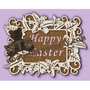 Happy Easter with Lilies fretwork scroll saw pattern |The Wooden Teddy Bear