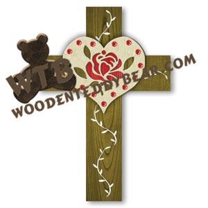 Cross with Heart Overlay fretwork scroll saw pattern |The Wooden Teddy Bear