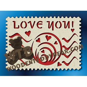 Love You Stamp fretwork scroll saw pattern |The Wooden Teddy Bear