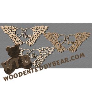 Winged Heart Mom Set fretwork scroll saw pattern |The Wooden Teddy Bear
