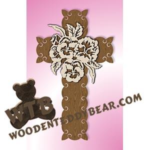 Pansies Cross fretwork scroll saw pattern |The Wooden Teddy Bear