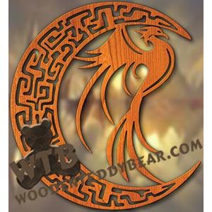 Phoenix & Moon fretwork scroll saw pattern |The Wooden Teddy Bear