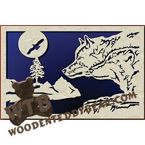 Two Wolves fretwork scroll saw pattern |The Wooden Teddy Bear