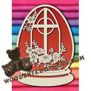 Oval Globe Cross & Flowers fretwork scroll saw pattern |The Wooden Teddy Bear