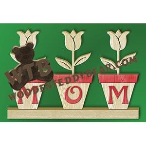 Mom/Mum Tulips in Pots fretwork scroll saw pattern |The Wooden Teddy Bear