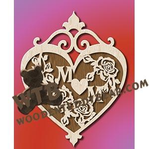 Mom Heart with Roses fretwork scroll saw pattern |The Wooden Teddy Bear