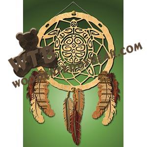 Dreamcatcher with Turtle fretwork scroll saw pattern |The Wooden Teddy Bear