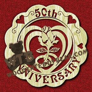 50th Anniversary Decorative Plate fretwork scroll saw pattern |The Wooden Teddy Bear