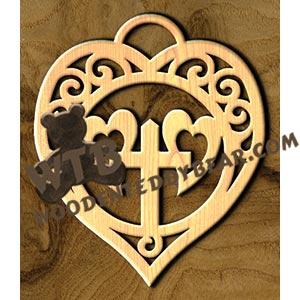 Cross in Heart #3 fretwork scroll saw pattern |The Wooden Teddy Bear