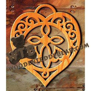 Cross in Heart #4 fretwork scroll saw pattern |The Wooden Teddy Bear