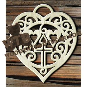 Cross in Heart #5 fretwork scroll saw pattern |The Wooden Teddy Bear