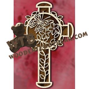 Butterfly & Flowers Cross fretwork scroll saw pattern |The Wooden Teddy Bear