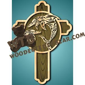 Tribal Dolphin Cross fretwork scroll saw pattern |The Wooden Teddy Bear