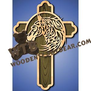 Tribal Horse Cross fretwork scroll saw pattern |The Wooden Teddy Bear