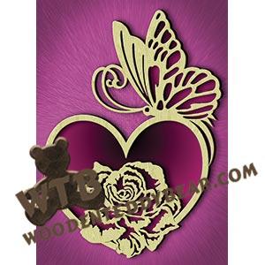 Rose Heart & Butterfly fretwork scroll saw pattern |The Wooden Teddy Bear