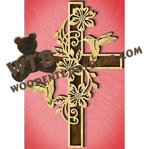 Cross with Hummingbirds fretwork scroll saw pattern |The Wooden Teddy Bear