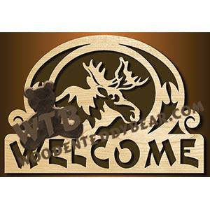 Welcome Plaque with Moose Head fretwork scroll saw pattern |The Wooden Teddy Bear