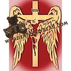 Cross with Angel Wings #3 fretwork scroll saw pattern |The Wooden Teddy Bear