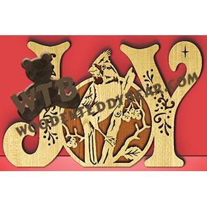 Joy with Cardinal fretwork scroll saw pattern |The Wooden Teddy Bear