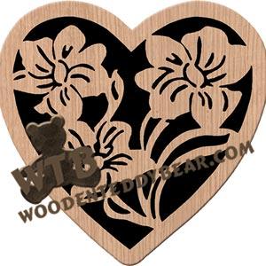 Flowers in Heart fretwork scroll saw pattern |The Wooden Teddy Bear