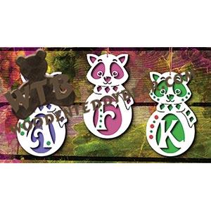 Raccoon Letter Ornaments fretwork scroll saw pattern |The Wooden Teddy Bear